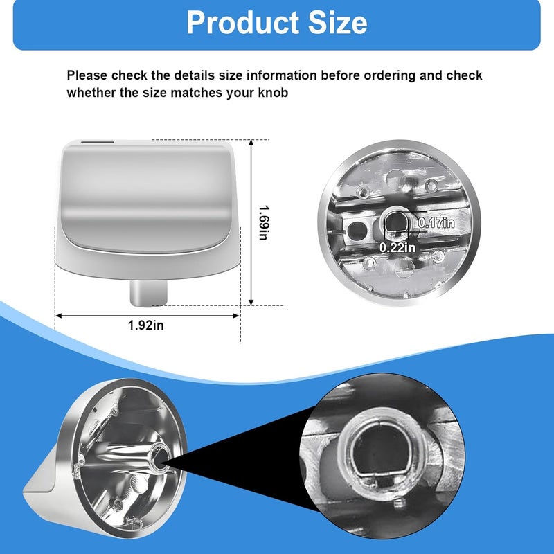Gesleben W11366438 Stove Knobs Compatible with Whirlpool Electric Range Burner Control Knob WCG55US0HS00 WCG55US0HS05 WCG55US6HS00 WCG55US6HS05 WCG77US0HS00 WCG77US0HS05 Gas Stove Knobs - 5PCS - Image 3